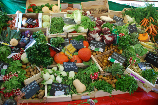 French Market with Herbs and Produce